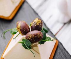 dessert souffle cookies with chocolate Easter eggs photo