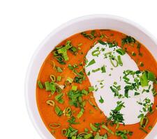 Pumpkin and carrot soup with onion photo