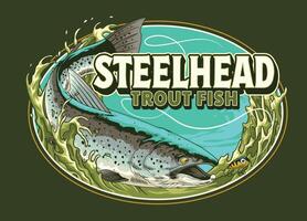 Steelhead Trout Fish Vintage Shirt Design Illustration vector