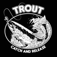 Fishing Trout Fish T-Shirt Design vector