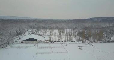 aereo Visualizza il campagna coperto nel neve video