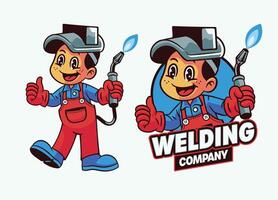 Welder Worker Mascot Cartoon Logo vector