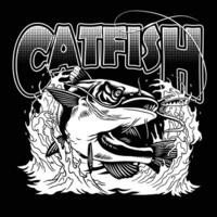 Cacthing Catfish Shirt Design Illustration vector