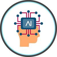 Artificial Intelligence Flat Circle Icon vector