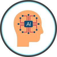 Artificial Intelligence Flat Circle Icon vector