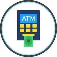 Atm Machine Flat Circle Icon vector