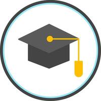 Graduate Hat Flat Circle Icon vector