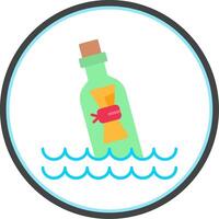 Message In Bottle Flat Circle Icon vector