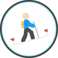 Hiking Flat Circle Icon vector