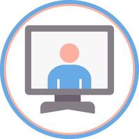 Online Meeting Flat Circle Icon vector