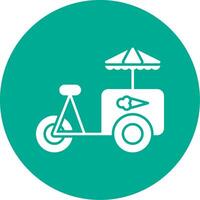 Ice Cream Cart Glyph Circle Icon vector