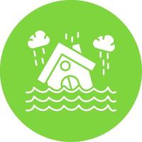 Flood Glyph Circle Icon vector