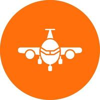 Airplane Glyph Circle Icon vector