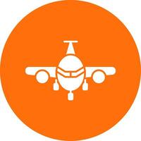 Airplane Glyph Circle Icon vector