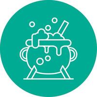 Cauldron Linear Circle Multicolor Design Icon vector