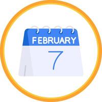 7th of February Flat Circle Uni Icon vector