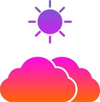 icono de gradiente de glifo de nubes y sol vector