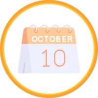 10th of October Flat Circle Uni Icon vector