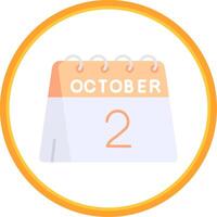 2nd of October Flat Circle Uni Icon vector