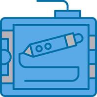 Drawing tablet Blue Line Filled Icon vector