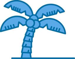 Palm tree Blue Line Filled Icon vector