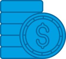 Coin Blue Line Filled Icon vector