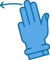 Three Fingers Left Blue Line Filled Icon vector