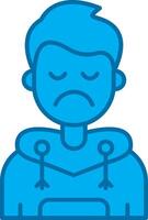 Sad Blue Line Filled Icon vector