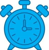 alarma reloj azul línea lleno icono vector