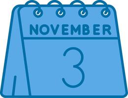 3rd of November Blue Line Filled Icon vector