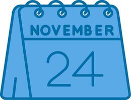 24th of November Blue Line Filled Icon vector