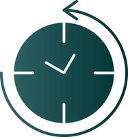 anti agujas del reloj glifo degradado icono vector