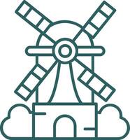 Windmill Line Gradient Green Icon vector