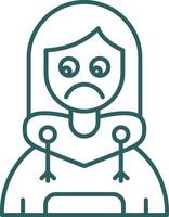 Sad Line Gradient Green Icon vector