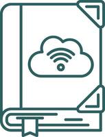 Cloud library Line Gradient Green Icon vector