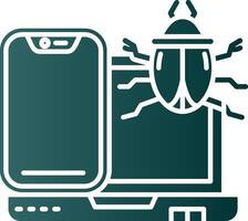 Bug Glyph Gradient Green Icon vector