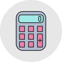 Calculator Line Filled Light Circle Icon vector