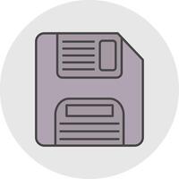 Floppy Disk Line Filled Light Circle Icon vector