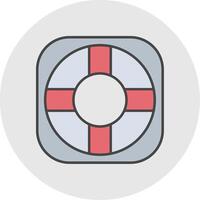 Lifebuoy Line Filled Light Circle Icon vector