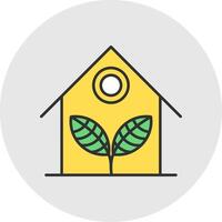 Greenhouse Line Filled Light Circle Icon vector