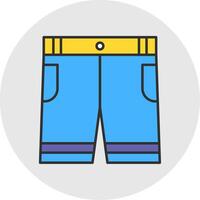 pantalones cortos línea lleno ligero circulo icono vector