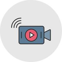 Live Stream Line Filled Light Circle Icon vector