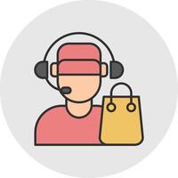 Customer Service Agent Line Filled Light Circle Icon vector