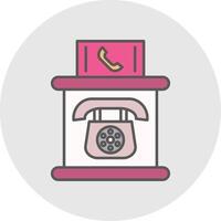 teléfono cabina línea lleno ligero circulo icono vector