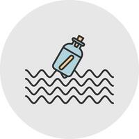 Message In A Bottle Line Filled Light Circle Icon vector