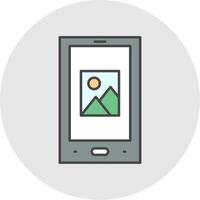 Tablet Line Filled Light Circle Icon vector