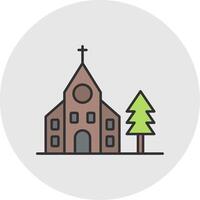 Church Line Filled Light Circle Icon vector