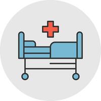 hospital cama línea lleno ligero circulo icono vector