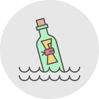 Message In Bottle Line Filled Light Circle Icon vector