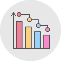 Bar Chart Line Filled Light Circle Icon vector